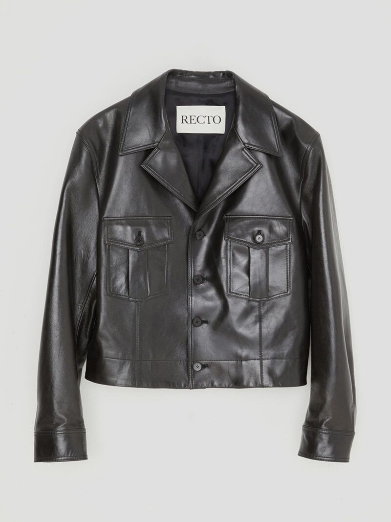 Military Short Leather Jacket Recto Clothing