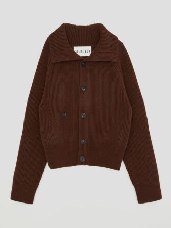 Oversized Collar Wool Ribbed Cardigan Recto Clothing