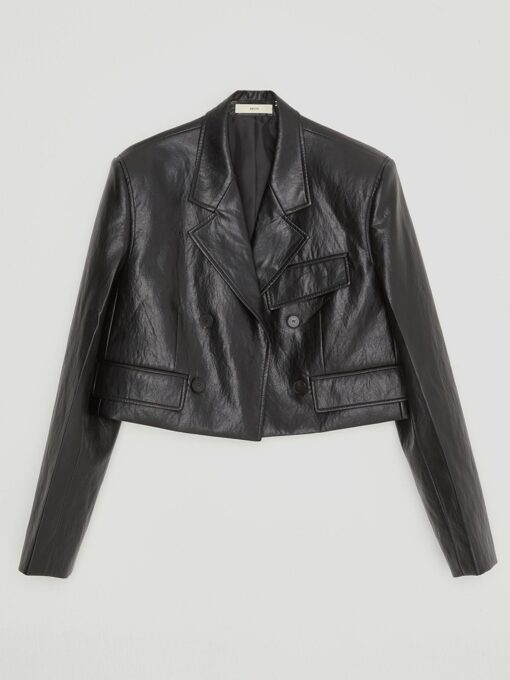 Faux Leather Cropped Jacket Recto Clothing