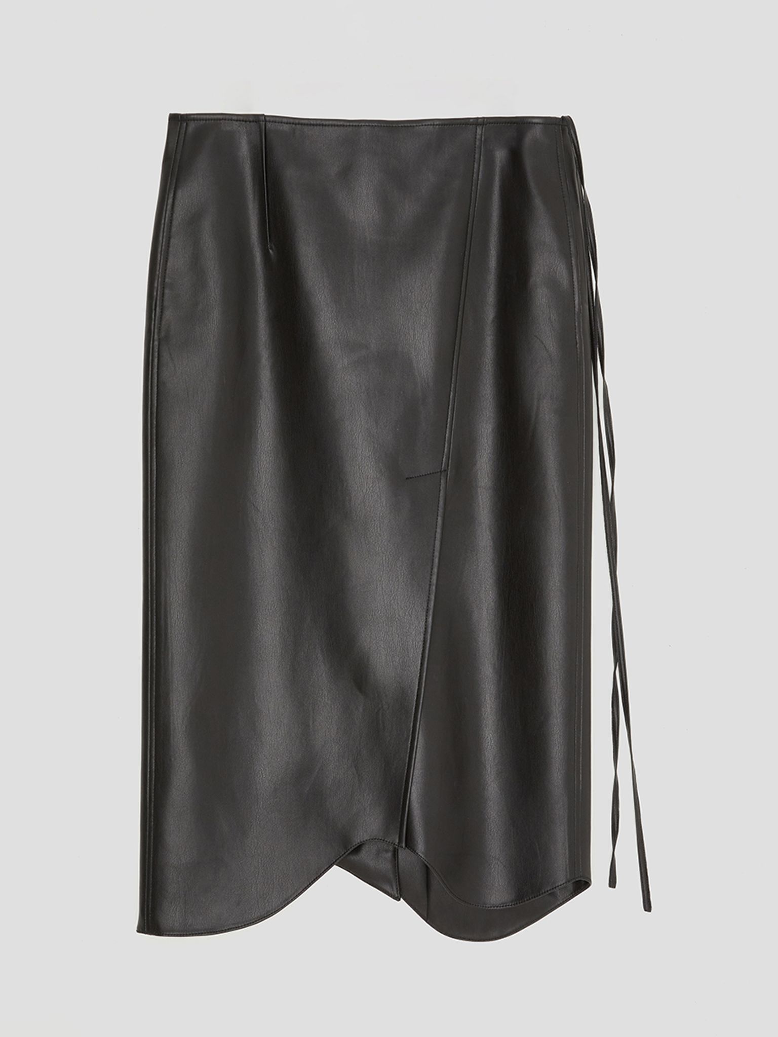 Faux Leather Signature Detail Low Rise Skirt - Recto - wo clé