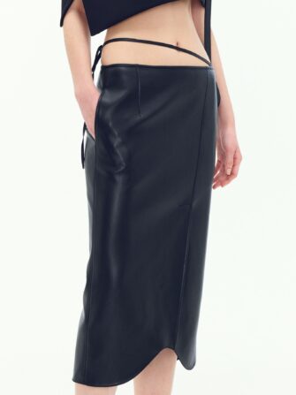Faux Leather Signature Detail Low Rise Skirt Recto Clothing