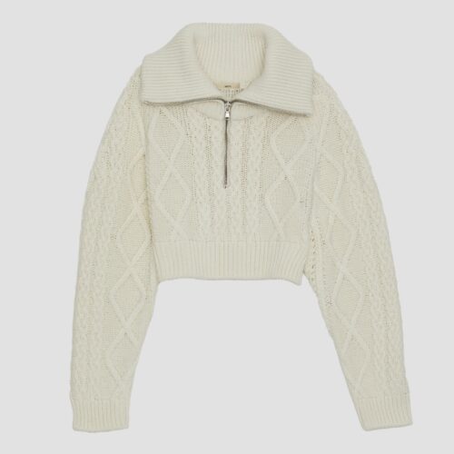 Cotton Chunky Cable Zip Collar Knit Recto Clothing
